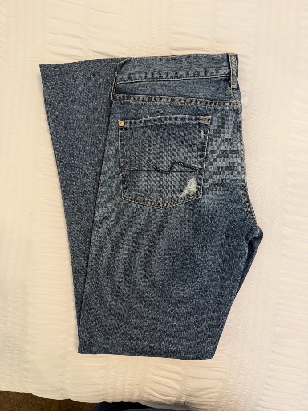7 For All Mankind Wide-Leg Blue Denim Jeans